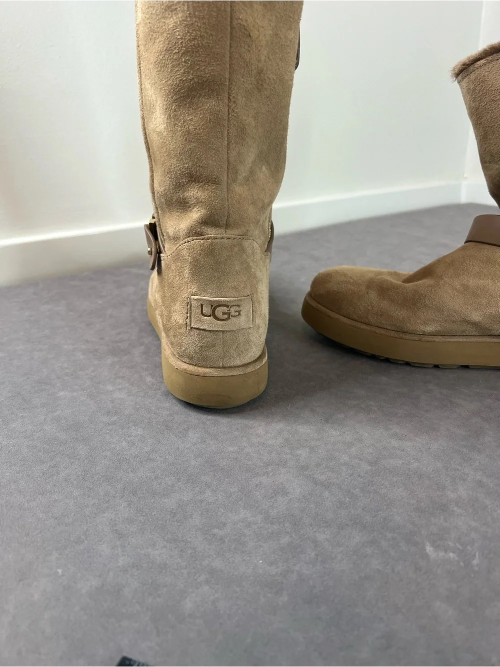 Women’s Tan Suede Shearling Mid-Calf Boots